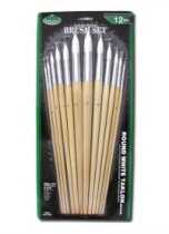 R&L White Taklon Round Brush Set (Medium) - 12 Pack
